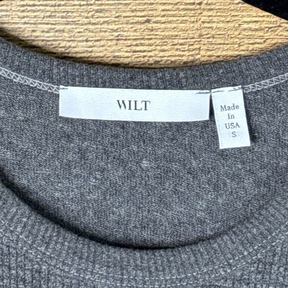 Wilt Big Back Slant Thermal Top Long Sleeve Drop Shoulder Gray Size Small - Picture 3 of 9